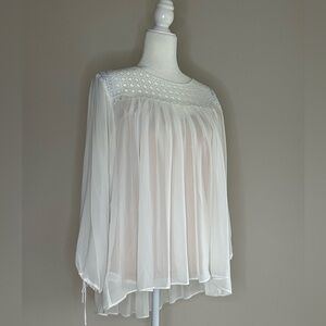 LOFT Cream Lace Detail Blouse